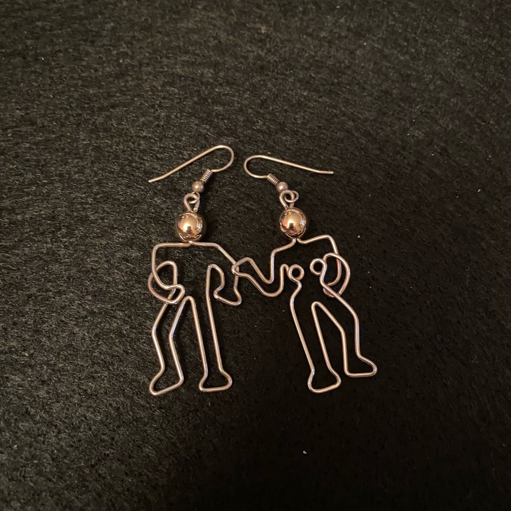 Cool silver wire man & woman earrings